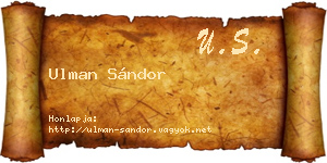Ulman Sándor névjegykártya